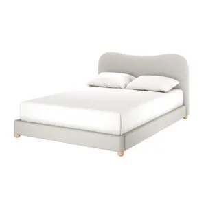 Ginnie Curved Linen Fabric Cloud Bed Frame - Grey by Luxo, a Saunas for sale on Style Sourcebook