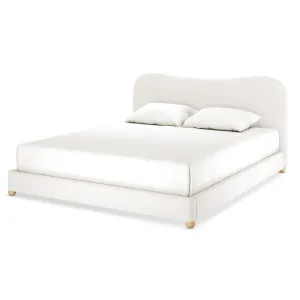 Ginnie Curved Bouclé Bed Frame - White Cream by Luxo, a Saunas for sale on Style Sourcebook