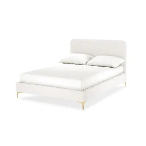 Cammie Bouclé Bed Frame - White Cream by null, a Saunas for sale on Style Sourcebook