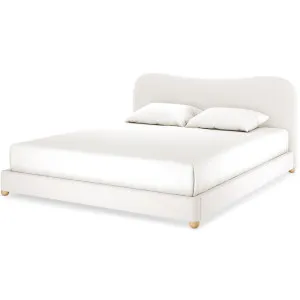 Ginnie Curved Bouclé Bed Frame - White Cream by Luxo, a Saunas for sale on Style Sourcebook