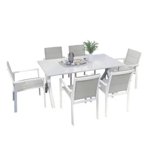 Jensen 6 Seater Aluminium Outdoor Dining Set - Grey Light by Luxo Outdoors, a Saunas for sale on Style Sourcebook