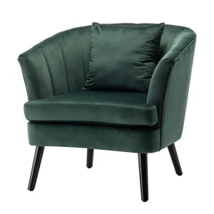 Dalya Velvet Accent Chair with Cushion - Green Forest Dark by Luxo, a Saunas for sale on Style Sourcebook