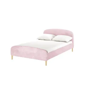 Theron Velvet Upholstered Bed Frame - Pink Light by Luxo, a Saunas for sale on Style Sourcebook