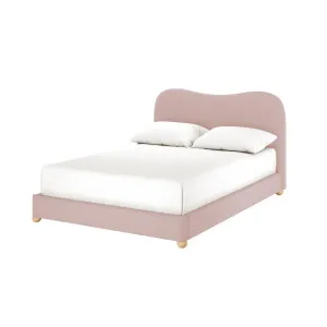 Ginnie Curved Bouclé Fabric Cloud Bed Frame - Pink by Luxo, a Saunas for sale on Style Sourcebook