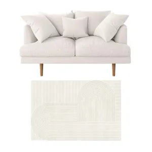 Colton 2 Seater Fabric Sofa with Rug - White Cream by Luxo, a Saunas for sale on Style Sourcebook