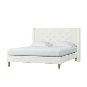 Maggie Winged Fabric Bed Frame - White Off by Luxo, a Beds & Bed Frames for sale on Style Sourcebook