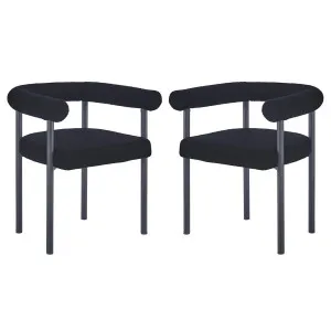 Ohio Curved Bouclé Dining Chair - 2) of (Set Black by Luxo, a Saunas for sale on Style Sourcebook