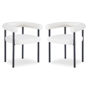 Ohio Curved Bouclé Dining Chair - 2) of (Set Black by Luxo, a Saunas for sale on Style Sourcebook