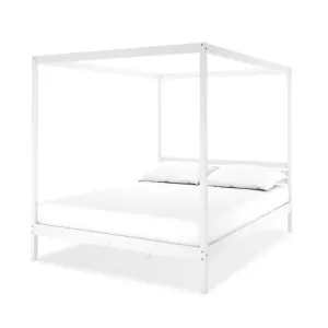 Aurelius Solid Pine 4 Poster Bed Frame - White by Luxo, a Saunas for sale on Style Sourcebook