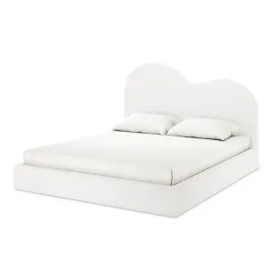 Thales Boucle Bed with Curved Headboard - White Cream by Luxo, a Saunas for sale on Style Sourcebook