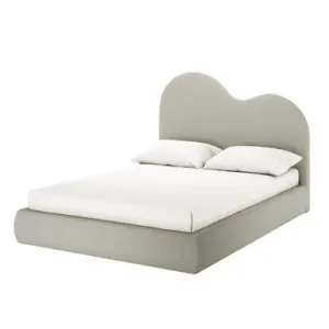 Thales Boucle Bed with Curved Headboard - Grey Light by Luxo, a Saunas for sale on Style Sourcebook