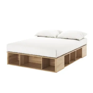 Herais Storage Platform Bed Base - Oak by Luxo, a Saunas for sale on Style Sourcebook