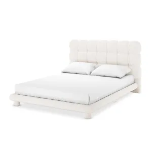 Aina Tufted Boucle Bed Frame - White Cream by Luxo, a Saunas for sale on Style Sourcebook