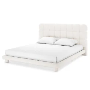 Aina Tufted Boucle Bed Frame - White Cream by Luxo, a Saunas for sale on Style Sourcebook