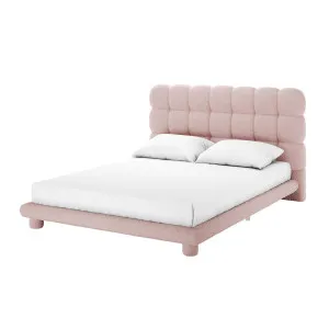 Aina Tufted Boucle Bed Frame - Pink by Luxo, a Saunas for sale on Style Sourcebook
