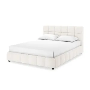 Nikias Tufted Boucle Bed Frame - White Cream by Luxo, a Saunas for sale on Style Sourcebook