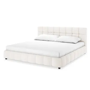 Nikias Tufted Boucle Bed Frame - White Cream by Luxo, a Saunas for sale on Style Sourcebook
