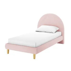 Fausta Bouclé Bed Frame with Arch Headboard - Pink Light by Luxo, a Saunas for sale on Style Sourcebook