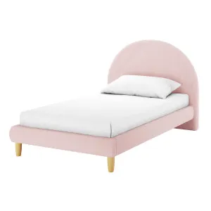 Fausta Bouclé Bed Frame with Arch Headboard - Pink Light by Luxo, a Saunas for sale on Style Sourcebook