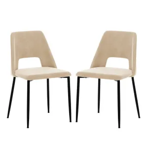 Geena Velvet Dining Chair (Set of 2) - Oatmeal by Luxo, a Saunas for sale on Style Sourcebook