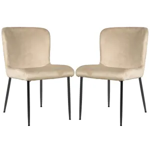 Adela Velvet Dining Chair (Set of 2) - Oatmeal by Luxo, a Saunas for sale on Style Sourcebook