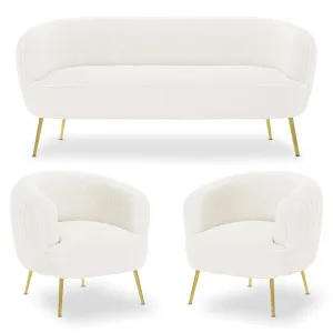 Evelyn 4 Seater Boucle Sofa Set - White Cream by Luxo, a Saunas for sale on Style Sourcebook