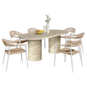Tierre Table and 6 Nemma Chairs Outdoor Dining Set - Beige by Luxo, a Saunas for sale on Style Sourcebook