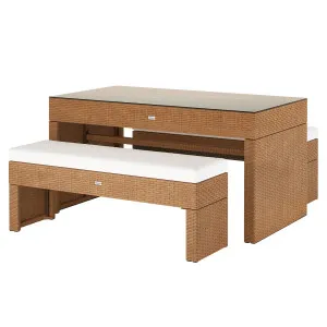 Kummi 4 Seater Outdoor Rattan Bench Set by Luxo Outdoors, a Saunas for sale on Style Sourcebook