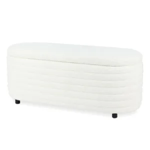 Hartwin 114cm Boucle Ottoman with Storage - White Cream by Luxo, a Saunas for sale on Style Sourcebook