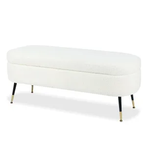 Bella 114cm Boucle Ottoman with Storage - White Cream by Luxo, a Saunas for sale on Style Sourcebook