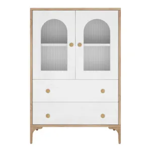 Afra 80cm Buffet Cabinet with Glass Doors - Natural White by Luxo, a Saunas for sale on Style Sourcebook