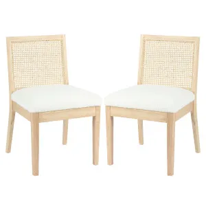 Gretel Wooden-Framed Rattan Boucle Dining Chairs - 2 of Set by Luxo, a Saunas for sale on Style Sourcebook