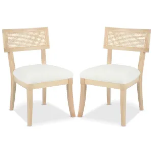 Avelino Wooden-Framed Rattan Boucle Dining Chairs - 2 of Set by Luxo, a Saunas for sale on Style Sourcebook
