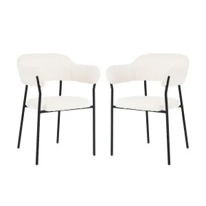 Clavin Boucle Dining Chair (Set of 2) - White Cream by Luxo, a Saunas for sale on Style Sourcebook