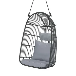 Burias PE Rattan Outdoor Hanging Egg Chair - Black by Luxo Outdoors, a Saunas for sale on Style Sourcebook