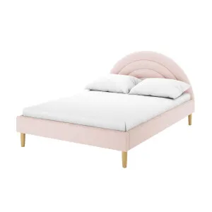 Estilla Boucle Upholstered Rainbow Bed - Pink Light by Luxo, a Beds & Bed Frames for sale on Style Sourcebook