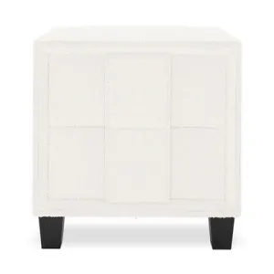 Crossandra Boucle Upholstered Bedside Table - White Cream by Luxo, a Bedside Tables for sale on Style Sourcebook