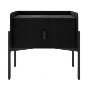 Eliz Velvet Upholstered Bedside Table - Black by Luxo, a Bedside Tables for sale on Style Sourcebook