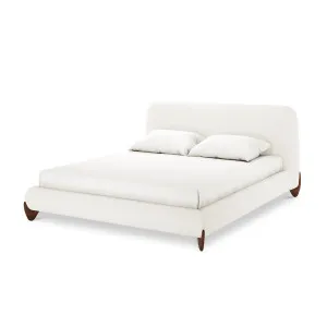 Laryn Puffy Boucle Upholstered Bed Frame - White Cream by Luxo, a Beds & Bed Frames for sale on Style Sourcebook