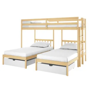 Aristos Triple Bunk Bed with Side Table - Natural White by Luxo, a Kids Beds & Bunks for sale on Style Sourcebook
