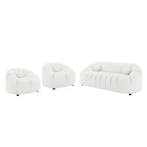 Trina 5 Seater Boucle Sofa Set with Pillows in Cream White by Luxo Furniture, a Sofas for sale on Style Sourcebook