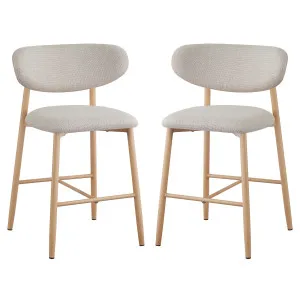 Audrey Linen Upholstered Barstool (Set of 2) - Beige by Luxo, a Bar Stools for sale on Style Sourcebook