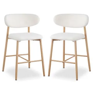 Audrey Boucle Upholstered Barstool (Set of 2) - white Cream by Luxo, a Bar Stools for sale on Style Sourcebook