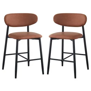 Audrey PU Leather Upholstered Barstool (Set of 2) - Tan by Luxo, a Bar Stools for sale on Style Sourcebook