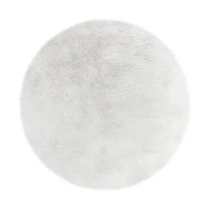 Shaddi Round Shaggy Soft Fluffy Fur Rug- White by Luxo Home Decor, a Contemporary Rugs for sale on Style Sourcebook
