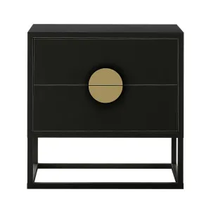 Abigail 55cm 2 Drawer Bedside Table w/ Gold Handle by Luxo, a Bedside Tables for sale on Style Sourcebook