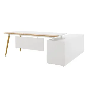 Fultona Corner Office Desk with Drawers & Storage - White by Luxo, a Desks for sale on Style Sourcebook