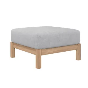 Raylai American Oak Wooden Upholstered Fabric Ottoman by Luxo, a Stools for sale on Style Sourcebook