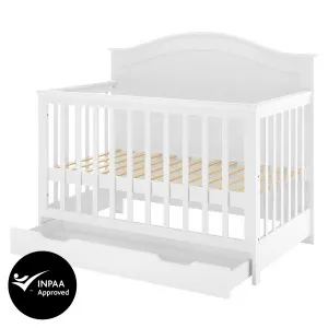 Azeem 3-in-1 Adjustable Solid Pine Baby Cot • White by Luxo, a Saunas for sale on Style Sourcebook
