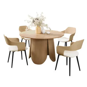 Kaylani & Winfield 5-Piece Wooden Dining Set with Boucle Chairs by Luxo, a Saunas for sale on Style Sourcebook
